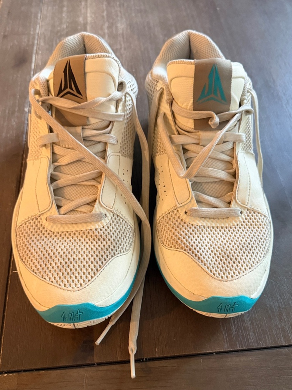 Nike Men’s JA 1s Athletic Shoes Beige with Teal Accents